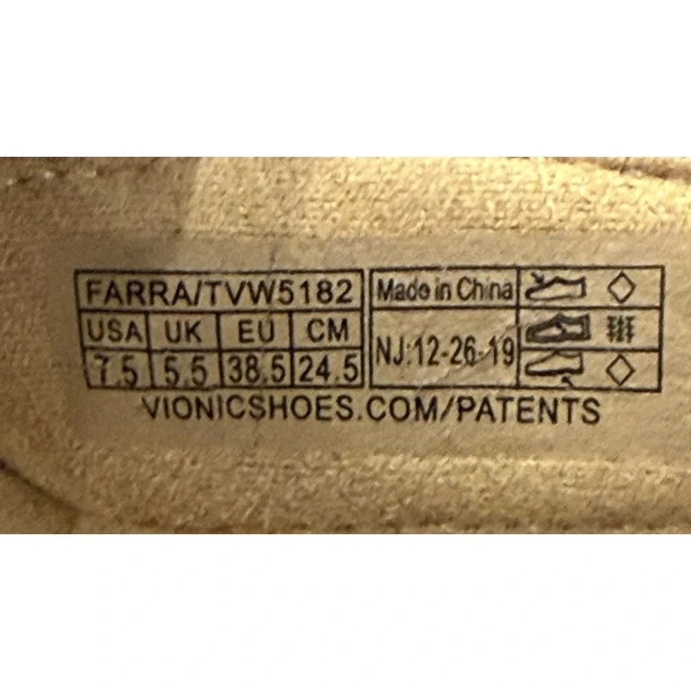 Vionic Sandals Womens Sz 7.5 Tan Cork Farra Ankle Strap Orthotic Comfort Footbed